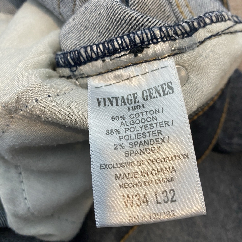Vintage Genes Jeans Mens 34 Fits 35x32 Blue Lived In Denim Slim Fit Preppy - Picture 5 of 12